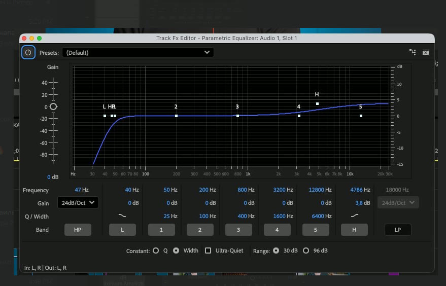 Parametric Equalizer on the voice: cut below 47 Hz